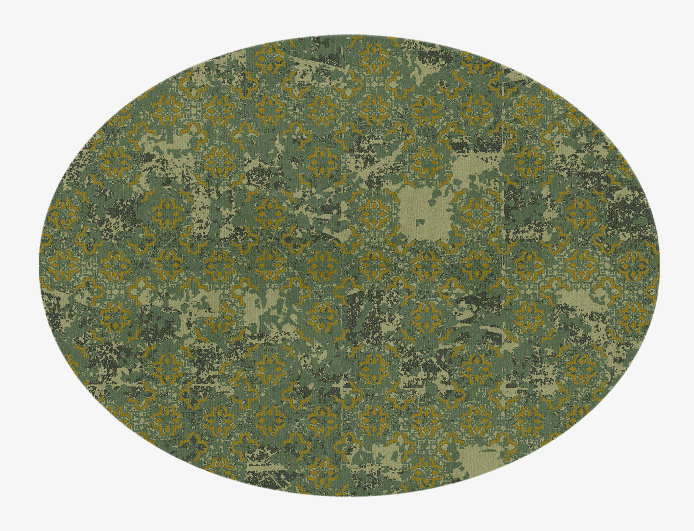 Print Vintage Oval Hand Knotted Tibetan Wool Custom Rug by Rug Artisan