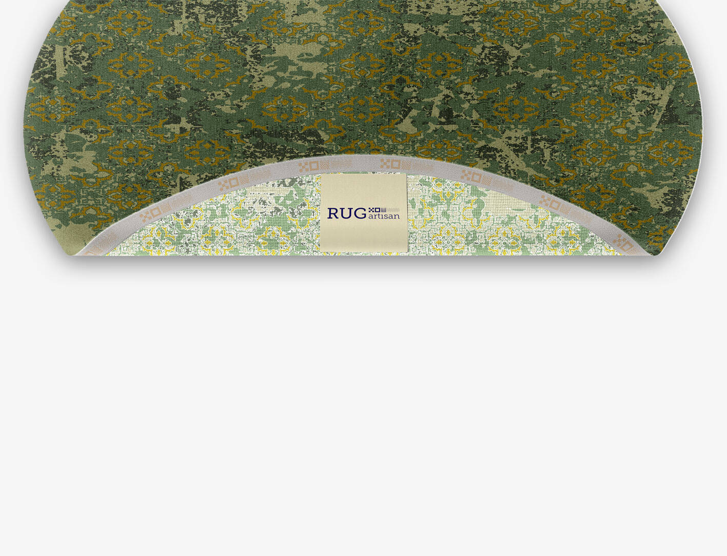 Print Vintage Oval Hand Knotted Tibetan Wool Custom Rug by Rug Artisan