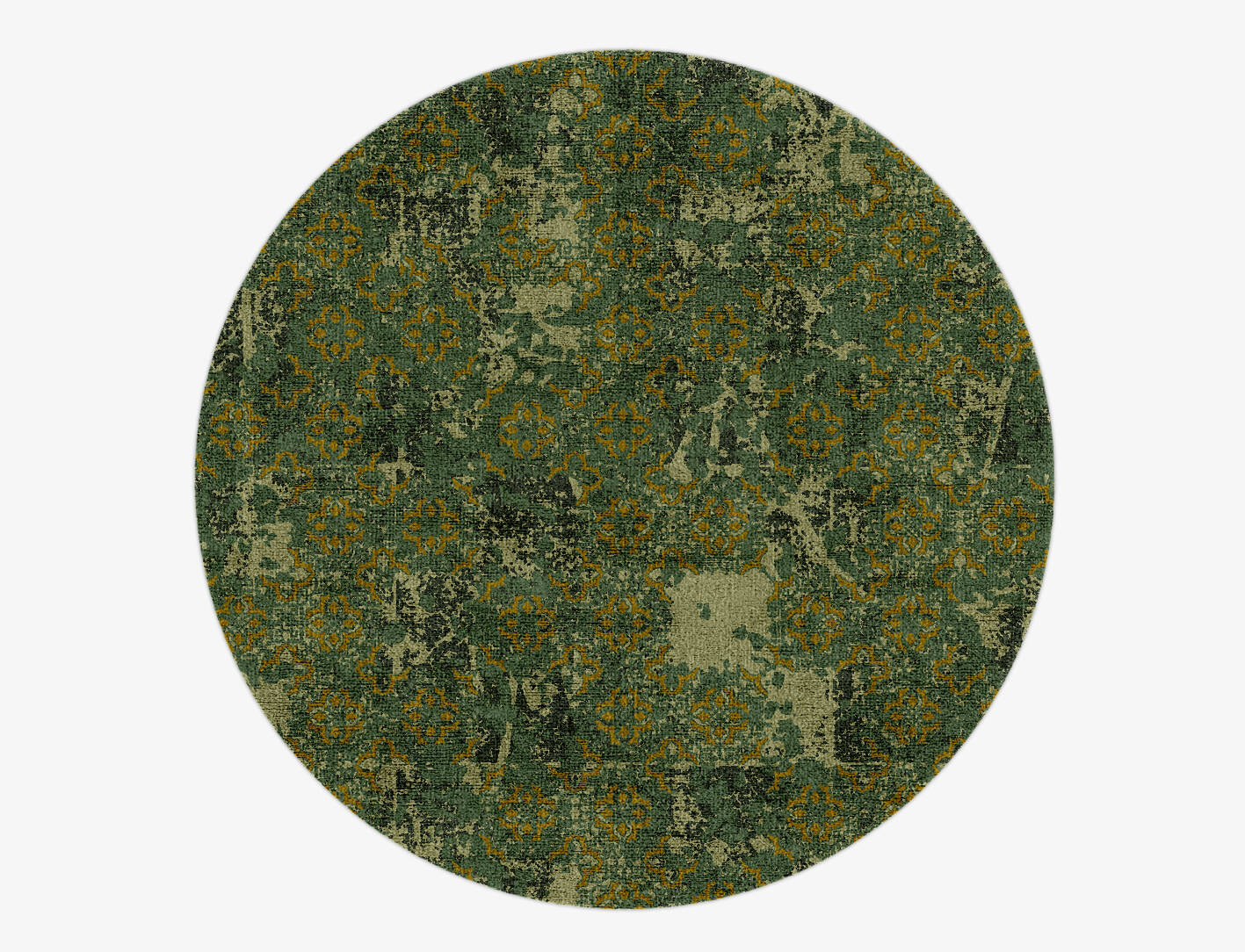 Print Vintage Round Hand Knotted Bamboo Silk Custom Rug by Rug Artisan