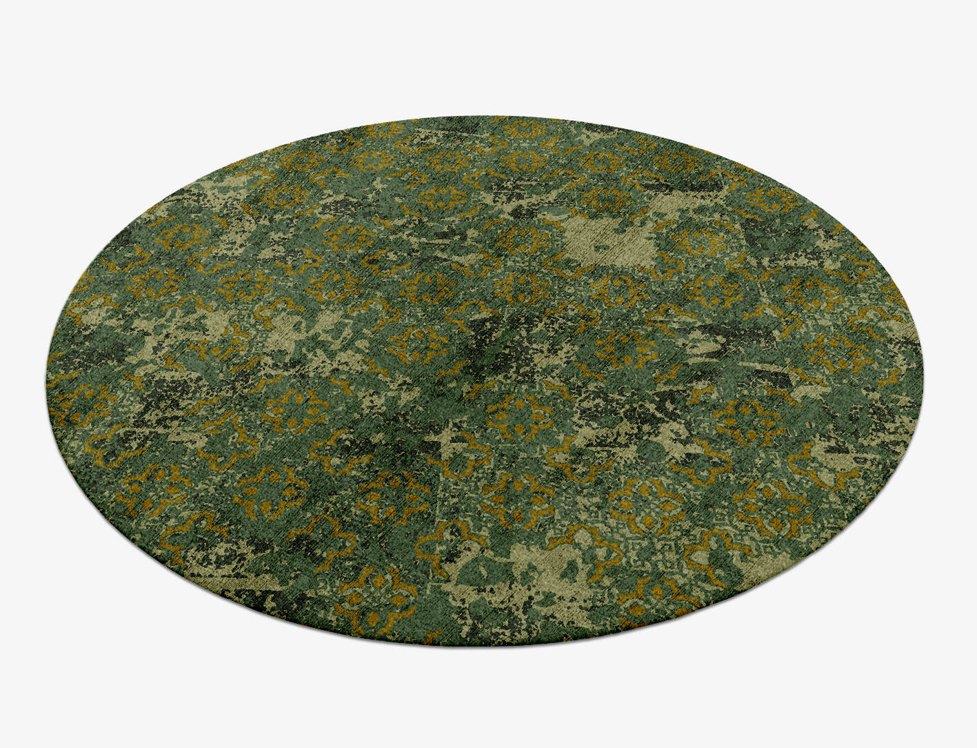 Print Vintage Round Hand Knotted Bamboo Silk Custom Rug by Rug Artisan
