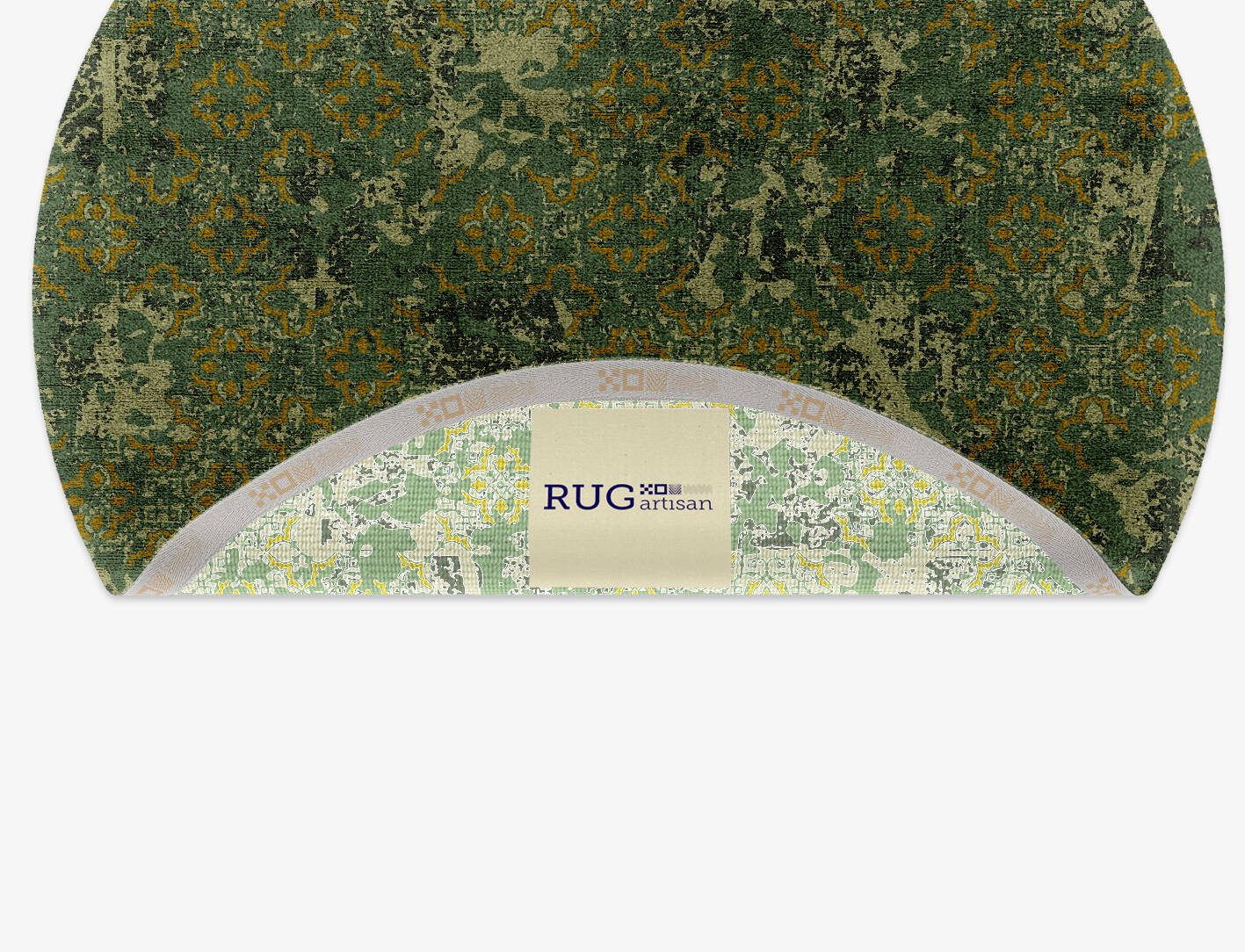 Print Vintage Round Hand Knotted Bamboo Silk Custom Rug by Rug Artisan