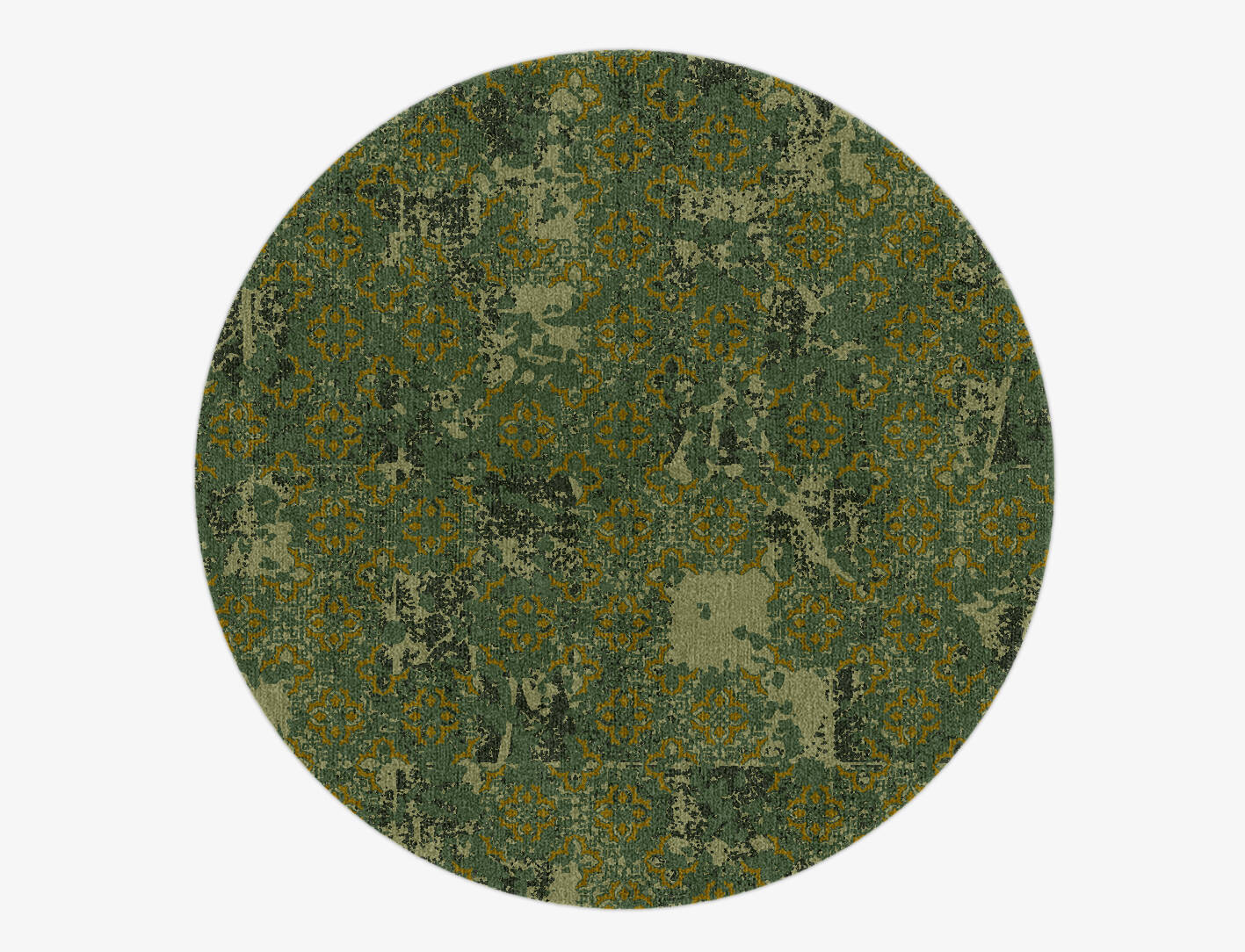 Print Vintage Round Hand Knotted Tibetan Wool Custom Rug by Rug Artisan
