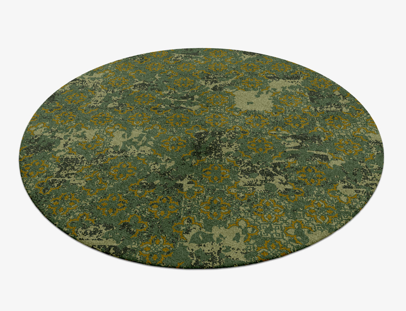 Print Vintage Round Hand Knotted Tibetan Wool Custom Rug by Rug Artisan