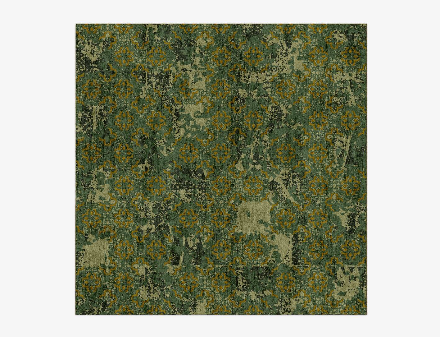 Print Vintage Square Hand Knotted Bamboo Silk Custom Rug by Rug Artisan