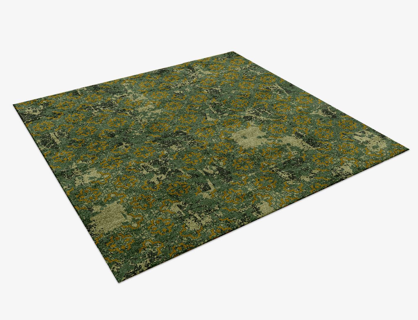Print Vintage Square Hand Knotted Bamboo Silk Custom Rug by Rug Artisan