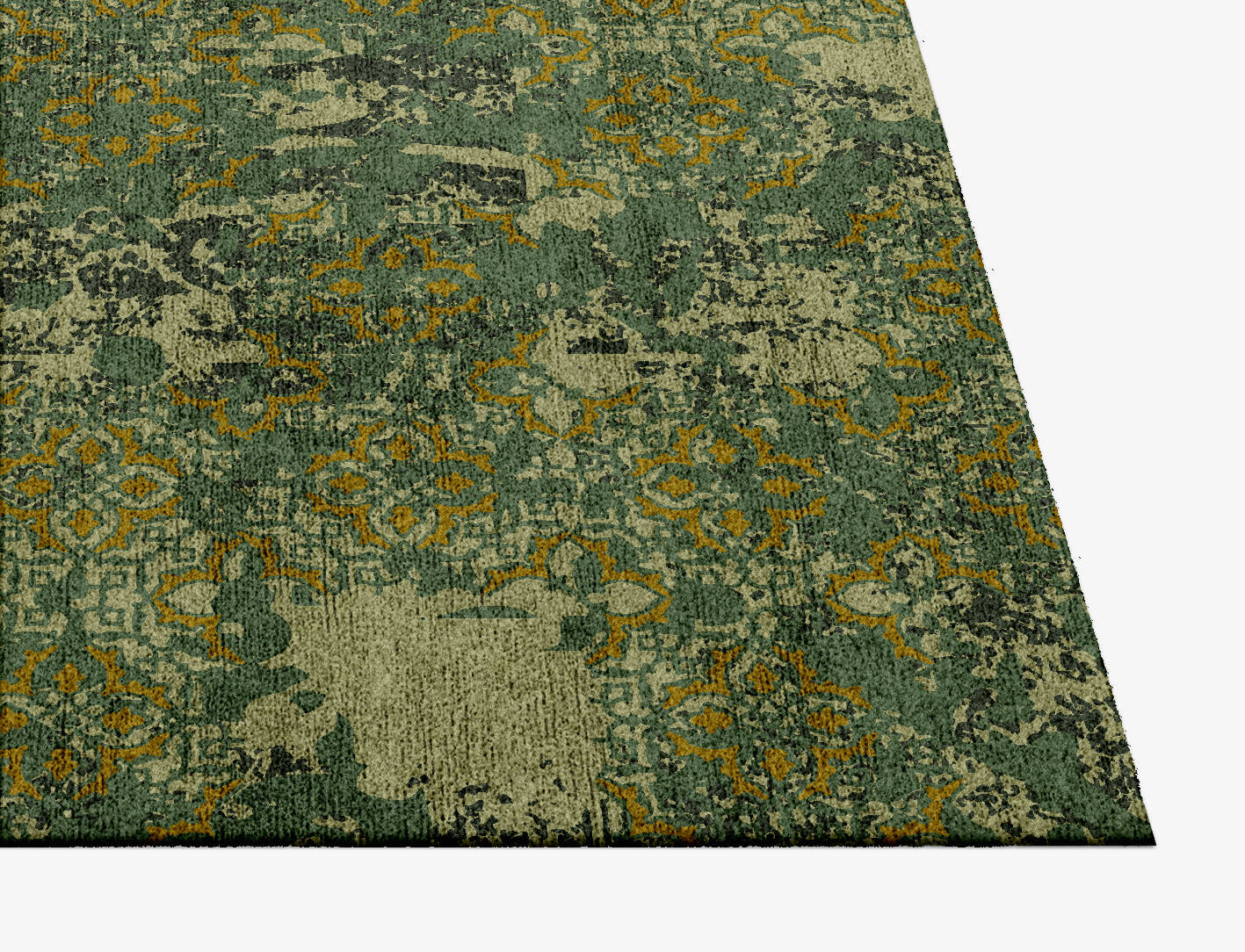 Print Vintage Square Hand Knotted Bamboo Silk Custom Rug by Rug Artisan