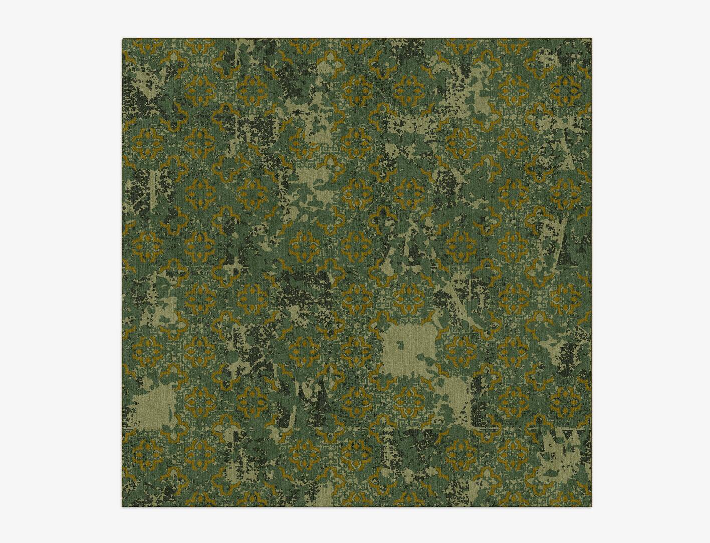 Print Vintage Square Hand Knotted Tibetan Wool Custom Rug by Rug Artisan