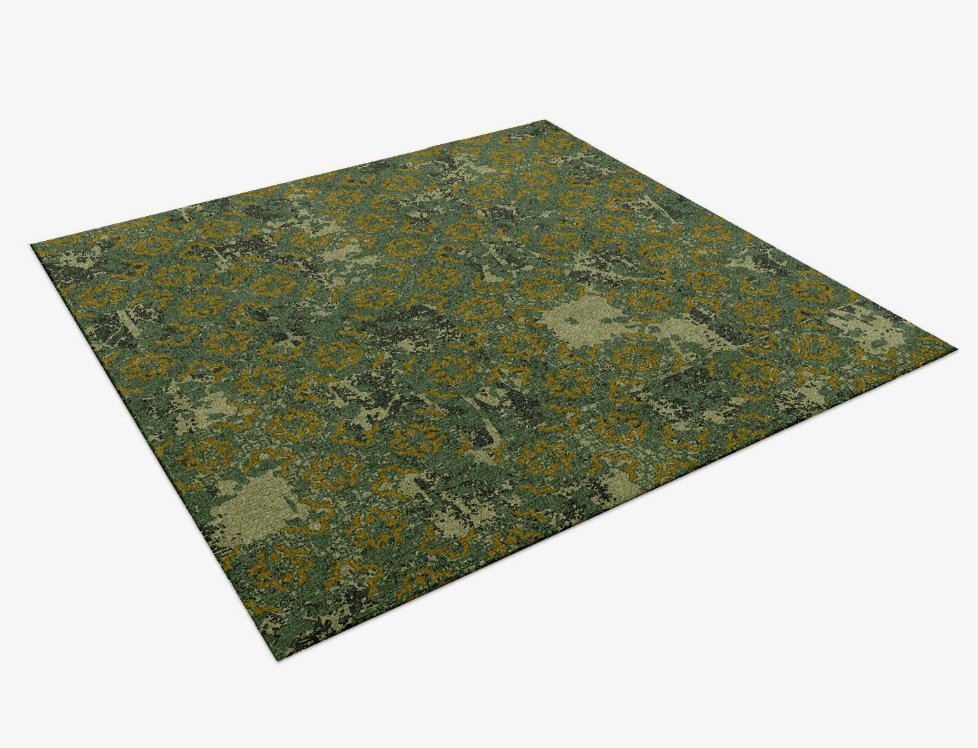 Print Vintage Square Hand Knotted Tibetan Wool Custom Rug by Rug Artisan