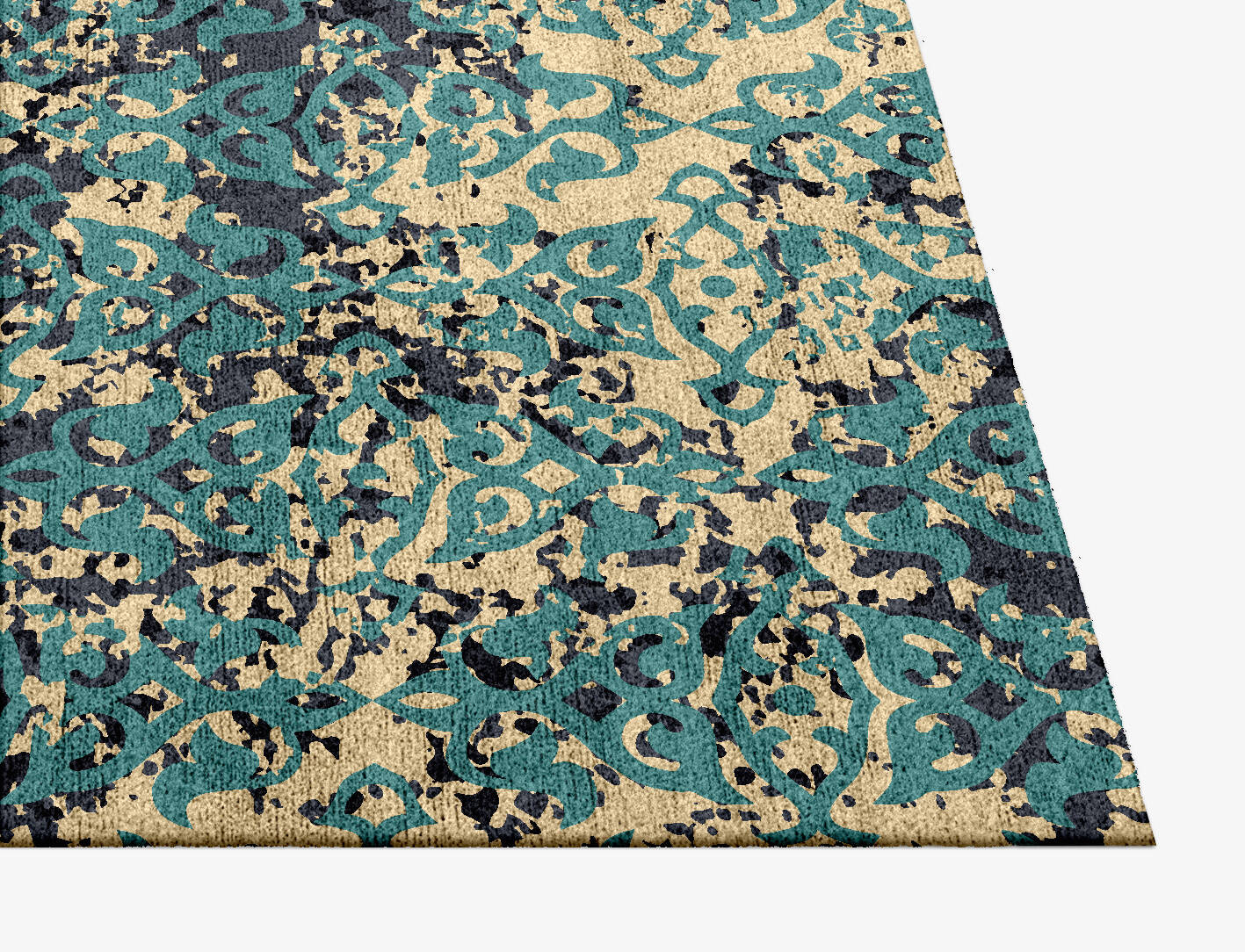 Print Fade Vintage Square Hand Knotted Bamboo Silk Custom Rug by Rug Artisan