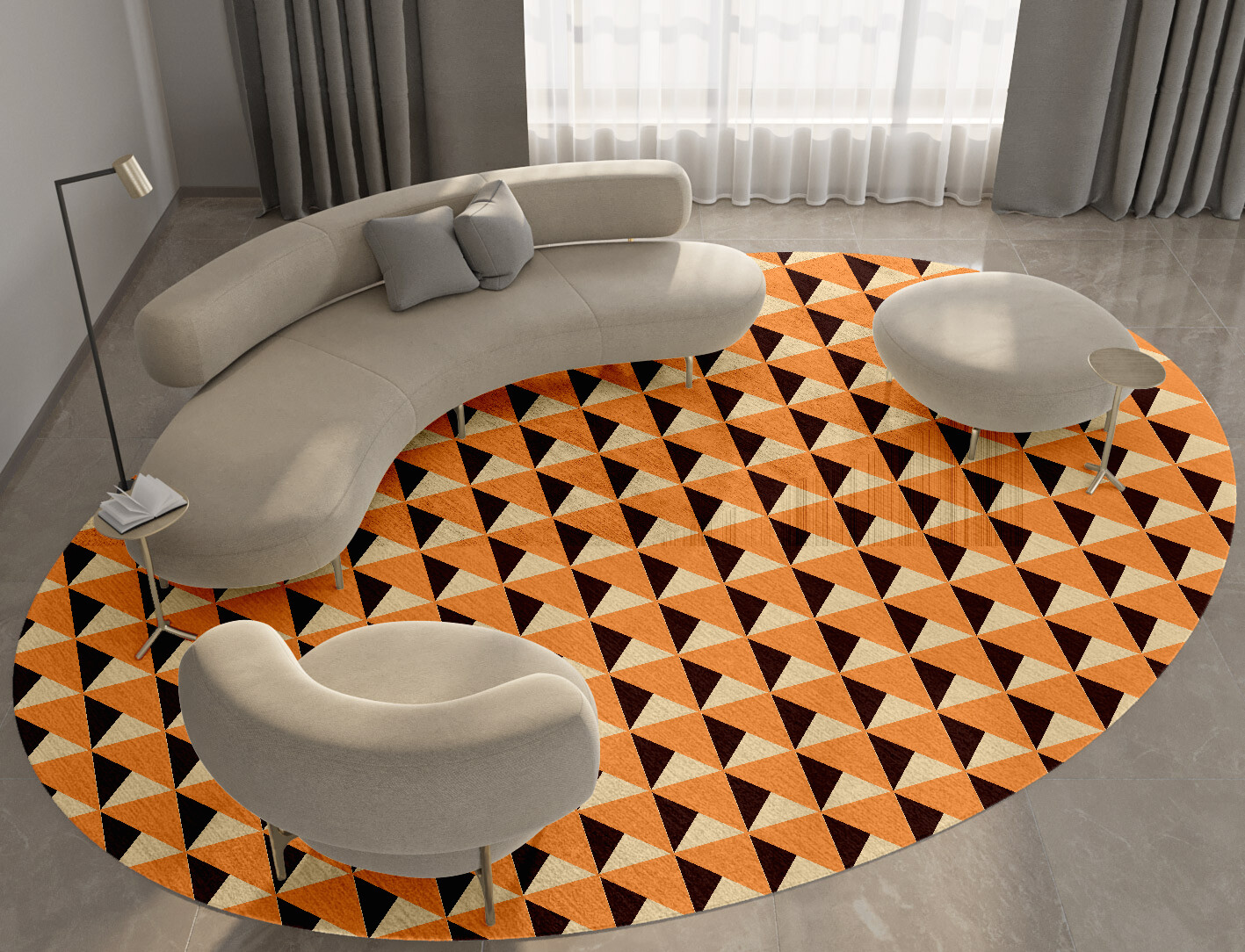 Prism Geometric Oval Hand Knotted Bamboo Silk Custom Rug by Rug Artisan