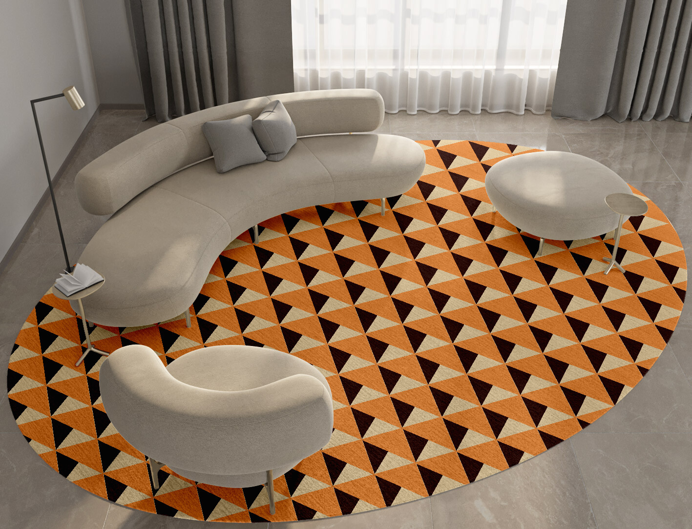Prism Geometric Oval Hand Knotted Tibetan Wool Custom Rug by Rug Artisan