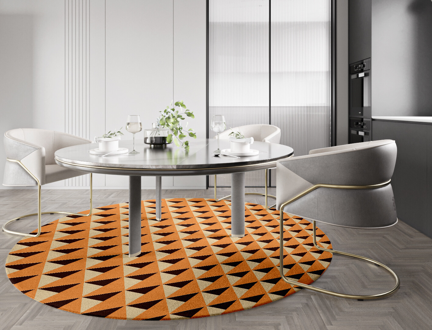 Prism Geometric Round Hand Knotted Tibetan Wool Custom Rug by Rug Artisan
