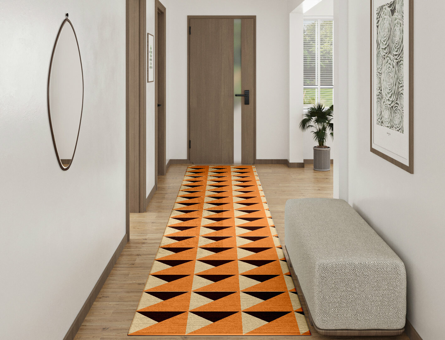 Prism Geometric Runner Hand Knotted Bamboo Silk Custom Rug by Rug Artisan