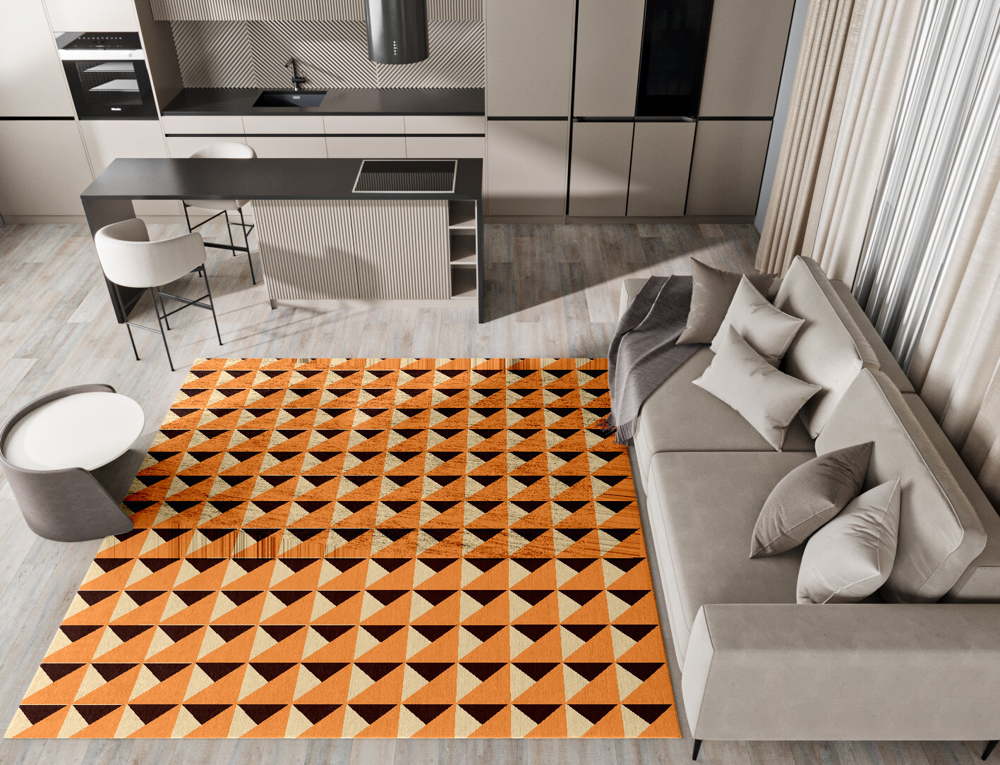 Prism Geometric Square Hand Knotted Bamboo Silk Custom Rug by Rug Artisan