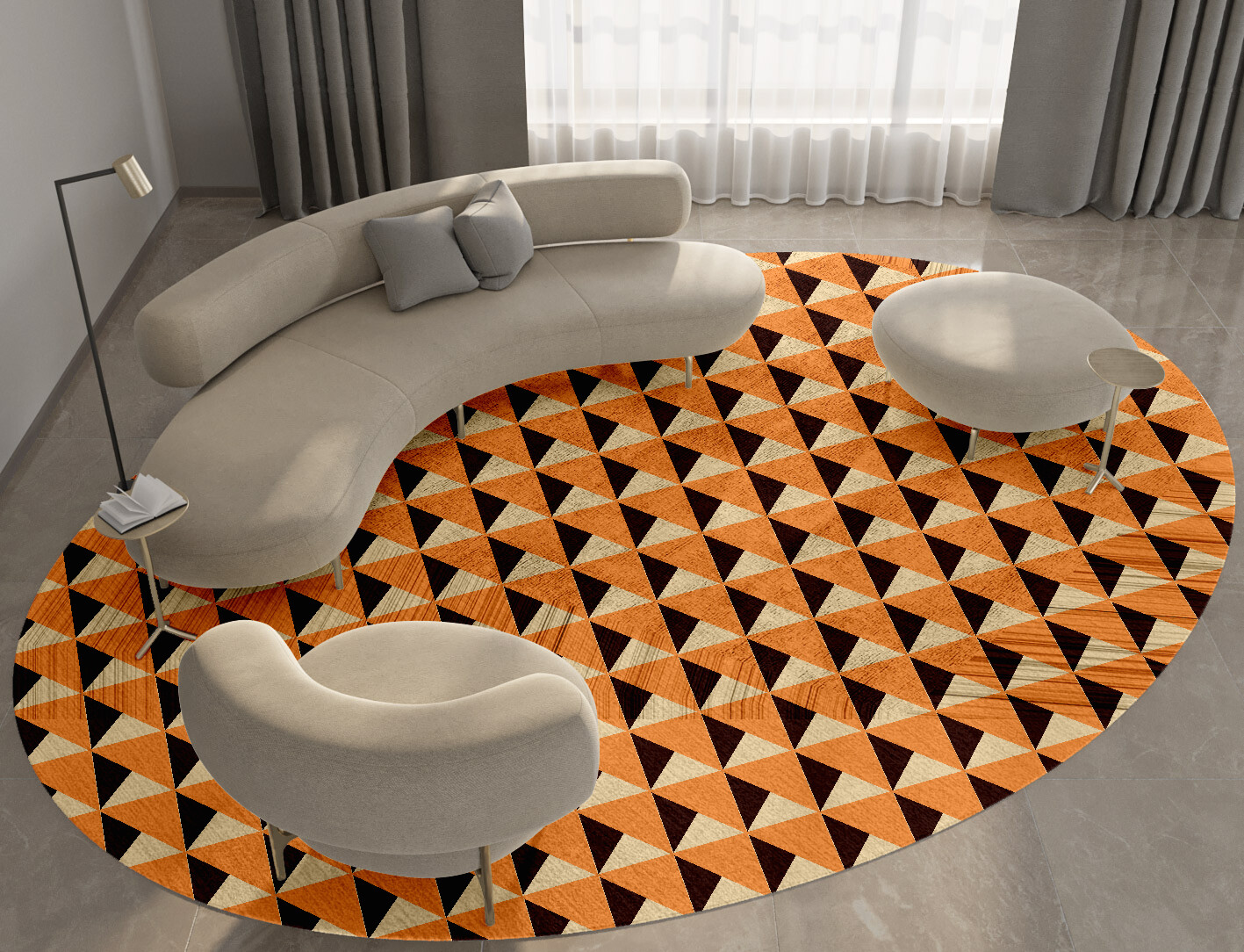 Prism Geometric Oval Hand Tufted Bamboo Silk Custom Rug by Rug Artisan