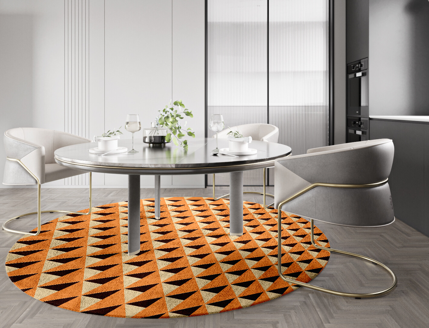 Prism Geometric Round Hand Tufted Bamboo Silk Custom Rug by Rug Artisan