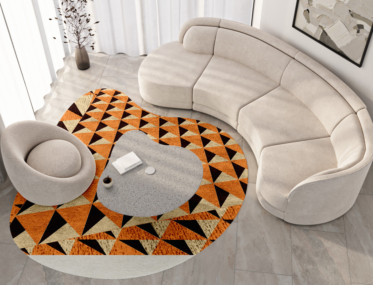 Prism Geometric Splash Hand Tufted Bamboo Silk Custom Rug by Rug Artisan