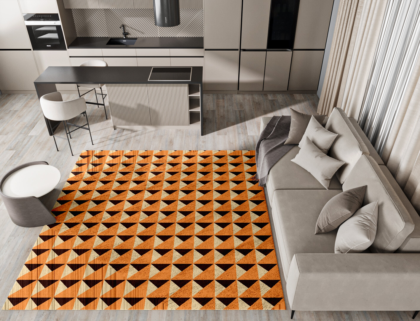 Prism Geometric Square Hand Tufted Bamboo Silk Custom Rug by Rug Artisan