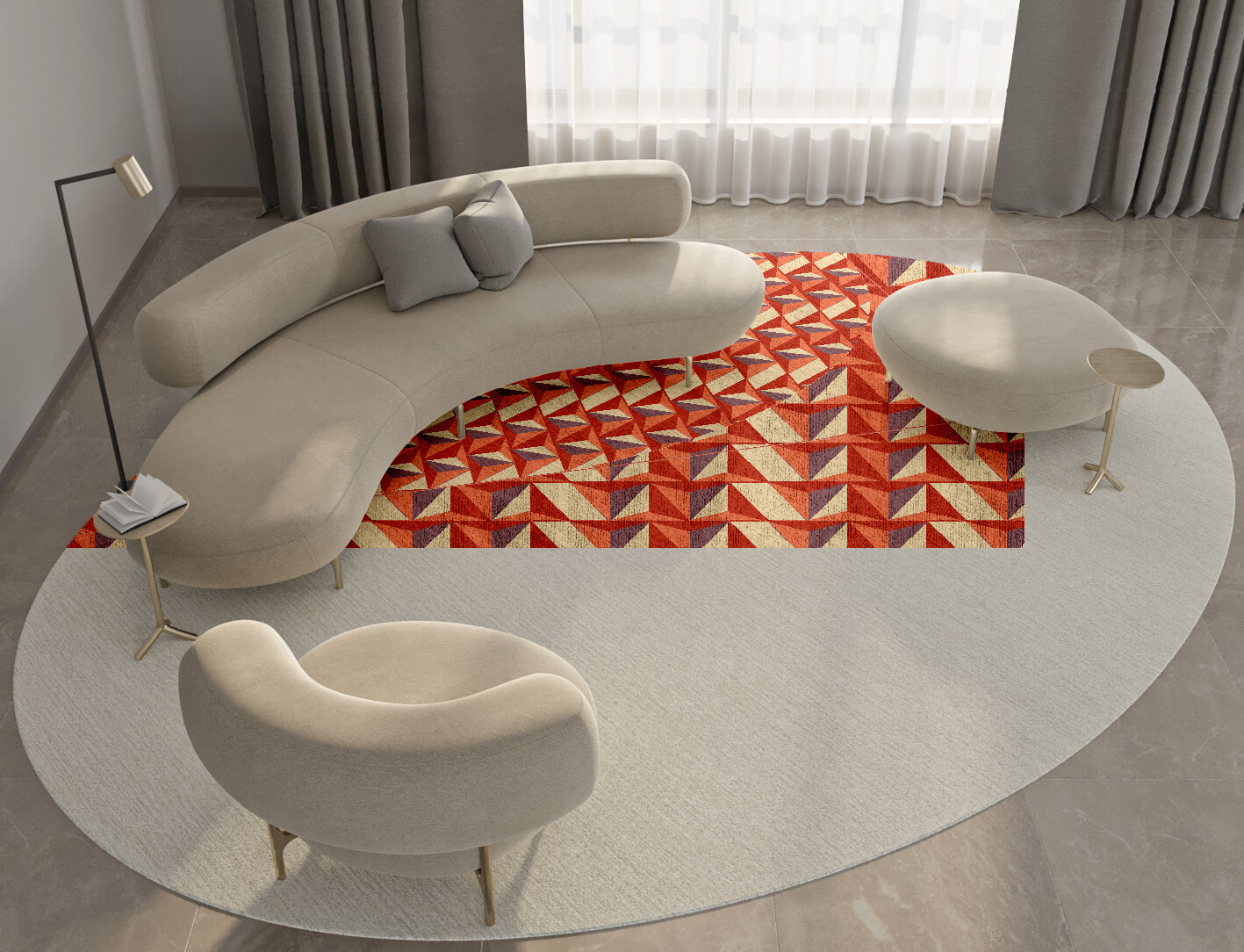 Prisms Geometric Oval Hand Knotted Bamboo Silk Custom Rug by Rug Artisan