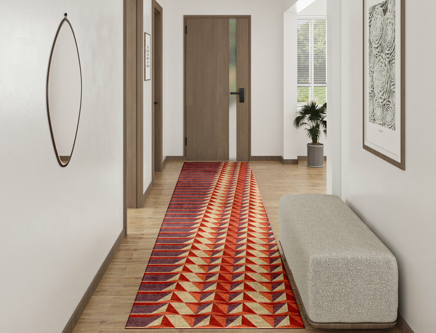 Prisms Geometric Runner Hand Tufted Bamboo Silk Custom Rug by Rug Artisan