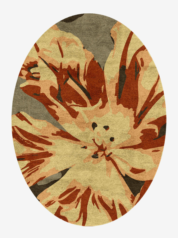 Protea Floral Oval Hand Knotted Bamboo Silk Custom Rug by Rug Artisan
