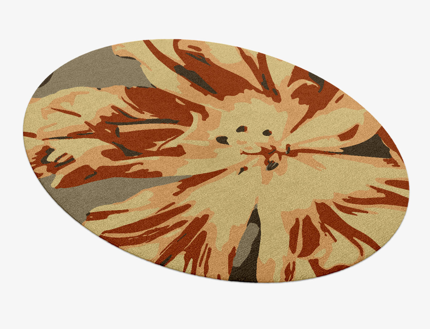 Protea Floral Oval Hand Knotted Tibetan Wool Custom Rug by Rug Artisan