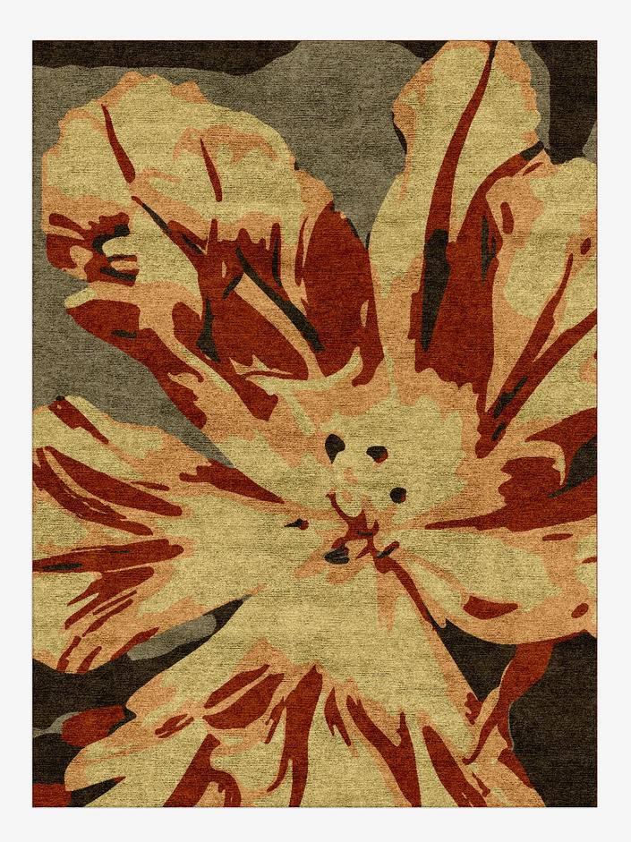 Protea Floral Rectangle Hand Knotted Bamboo Silk Custom Rug by Rug Artisan