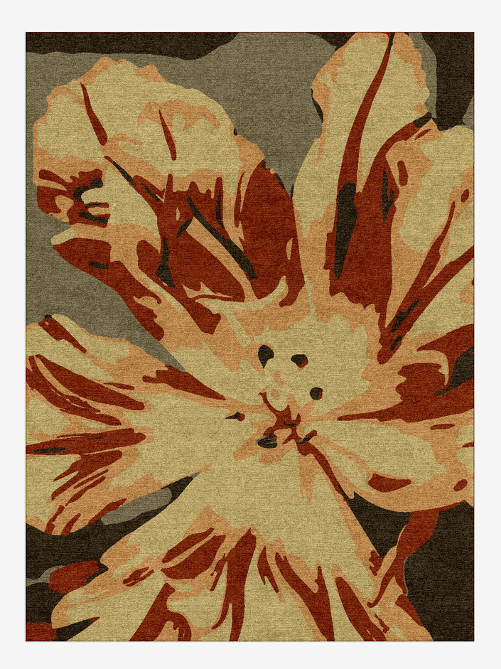 Protea Floral Rectangle Hand Knotted Tibetan Wool Custom Rug by Rug Artisan