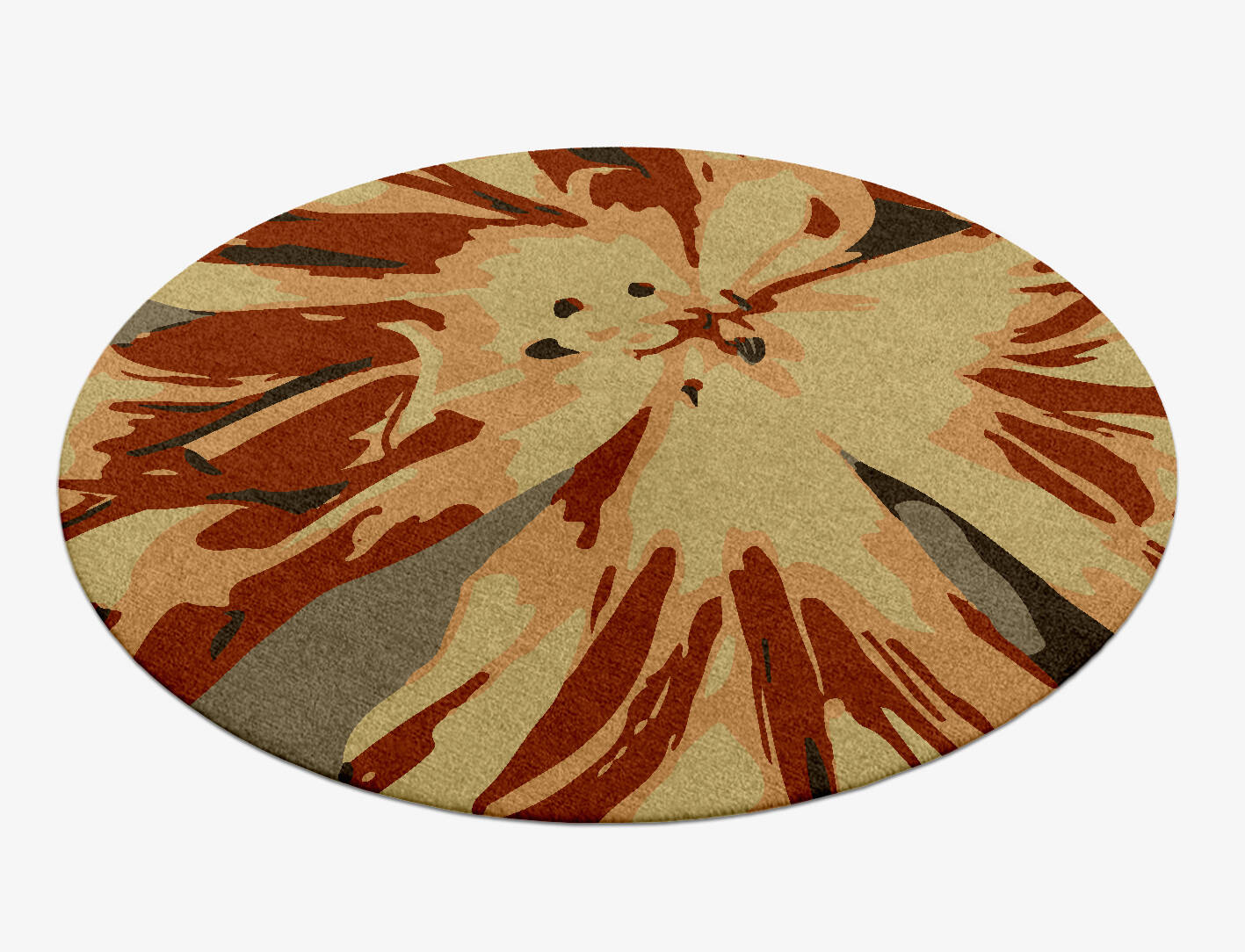 Protea Floral Round Hand Knotted Tibetan Wool Custom Rug by Rug Artisan