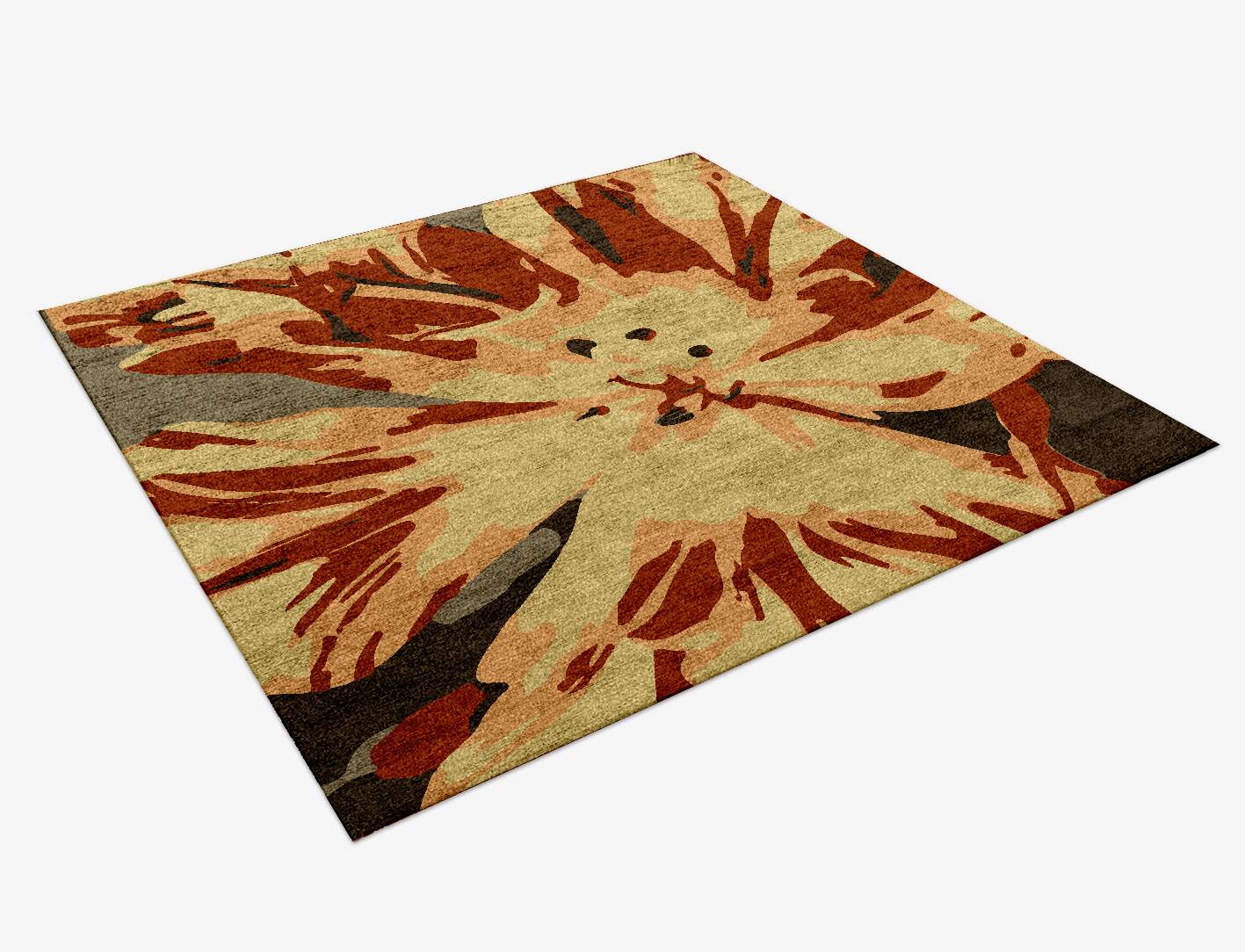 Protea Floral Square Hand Knotted Bamboo Silk Custom Rug by Rug Artisan