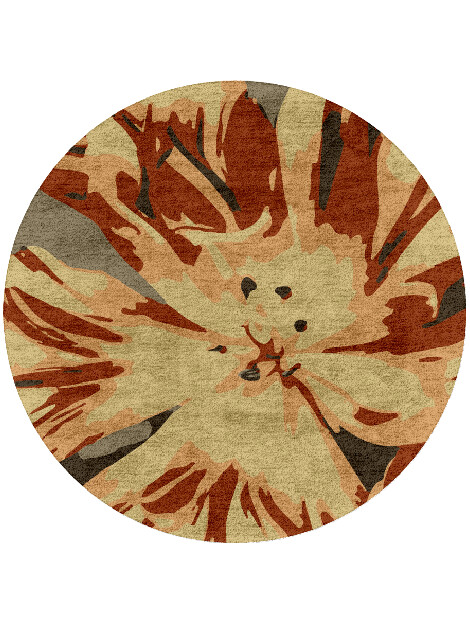 Protea Floral Round Hand Tufted Bamboo Silk Custom Rug by Rug Artisan