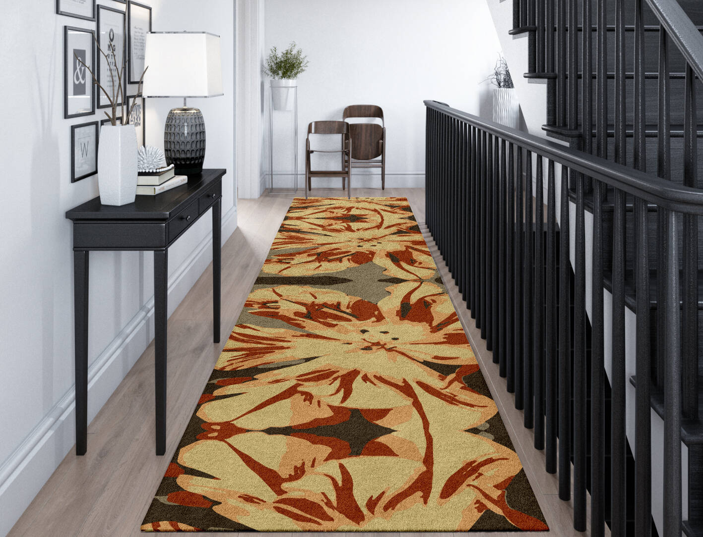 Protea Floral Runner Hand Tufted Pure Wool Custom Rug by Rug Artisan