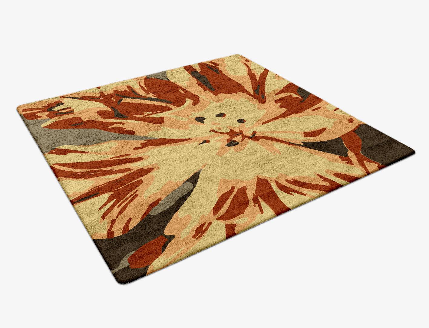 Protea Floral Square Hand Tufted Bamboo Silk Custom Rug by Rug Artisan