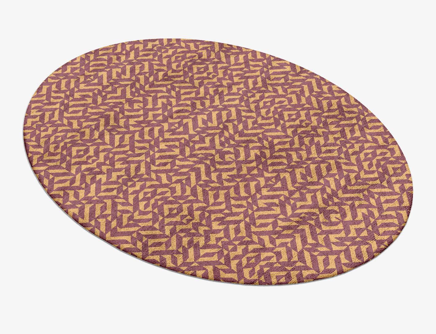 Psychadelic Modern Geometrics Oval Hand Tufted Bamboo Silk Custom Rug by Rug Artisan