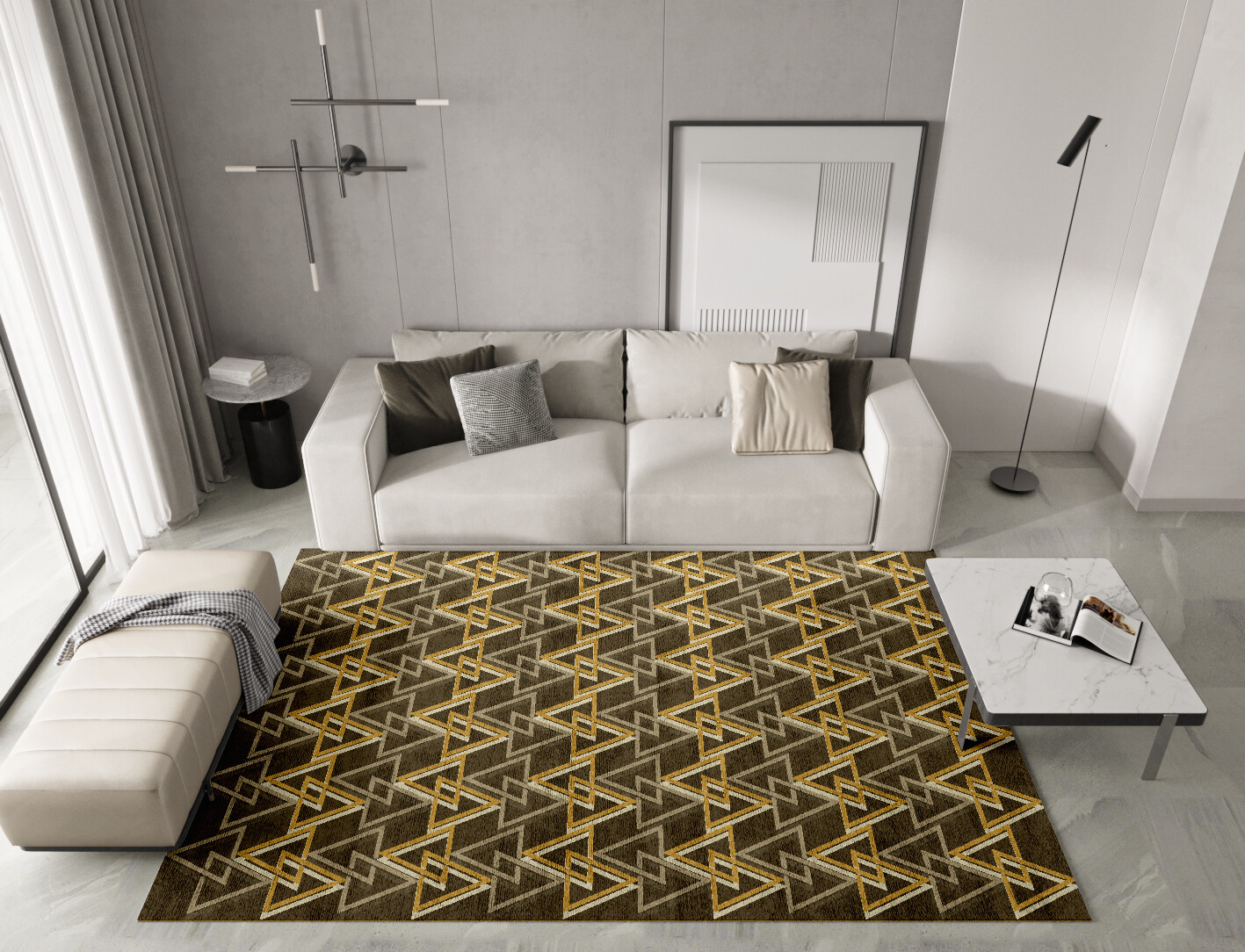 Psychotrope Geometric Rectangle Hand Knotted Bamboo Silk Custom Rug by Rug Artisan