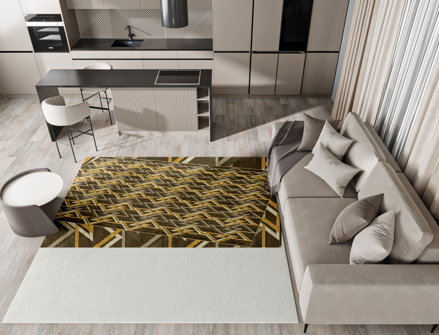 Psychotrope Geometric Square Hand Knotted Bamboo Silk Custom Rug by Rug Artisan