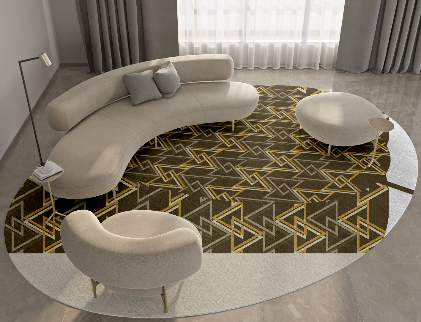 Psychotrope Geometric Oval Hand Tufted Pure Wool Custom Rug by Rug Artisan