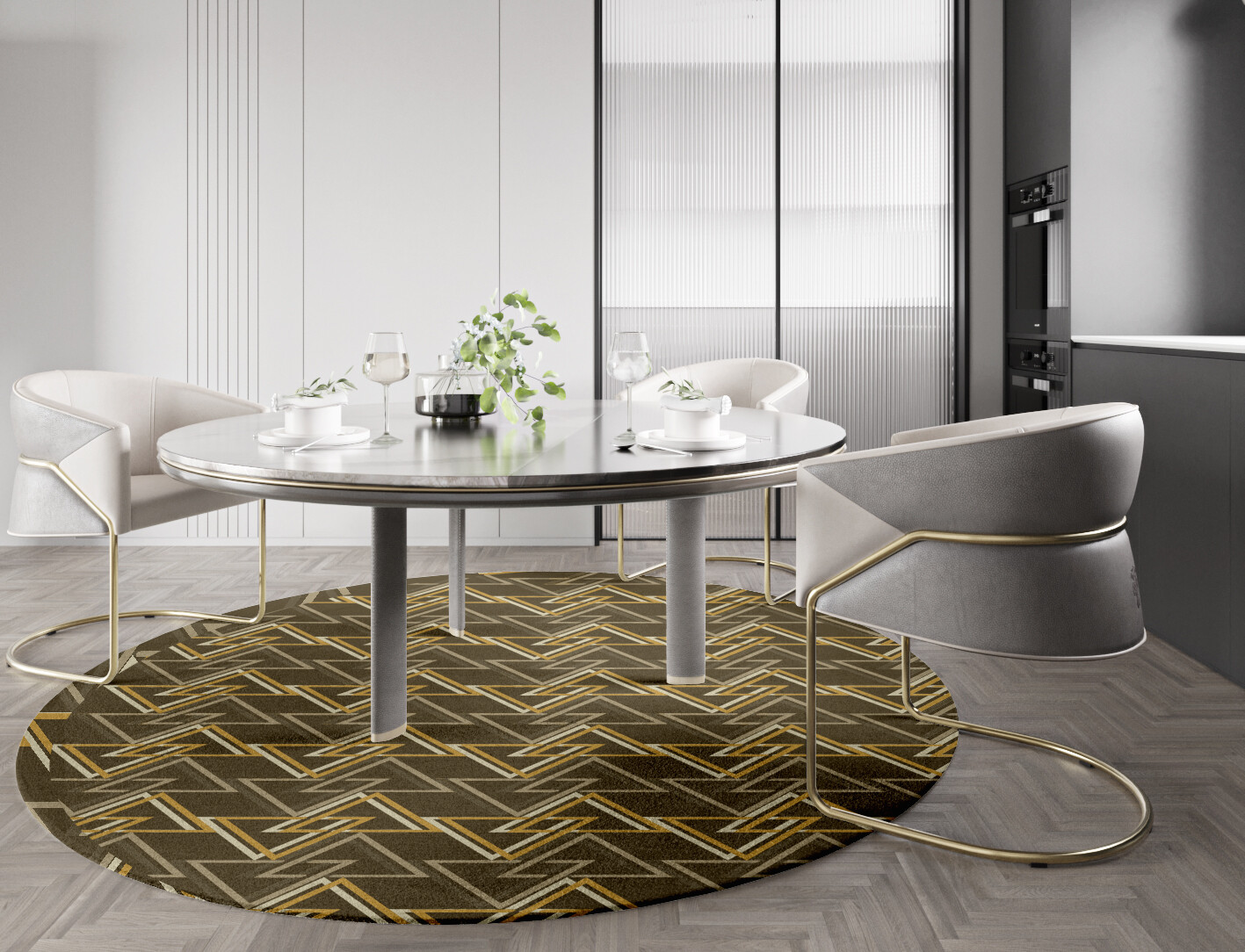 Psychotrope Geometric Round Hand Tufted Pure Wool Custom Rug by Rug Artisan
