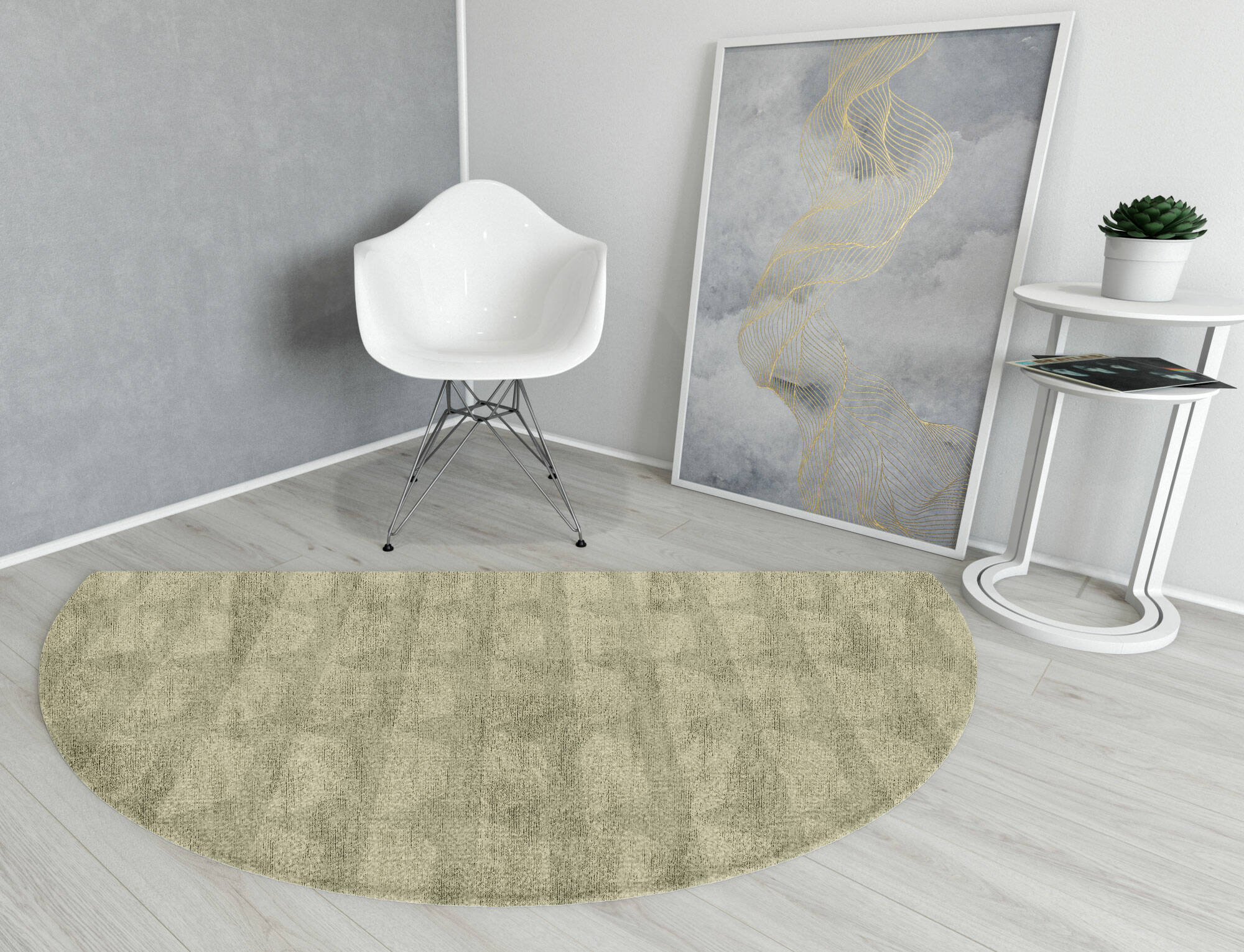 Pulse Minimalist Halfmoon Hand Knotted Bamboo Silk Custom Rug by Rug Artisan