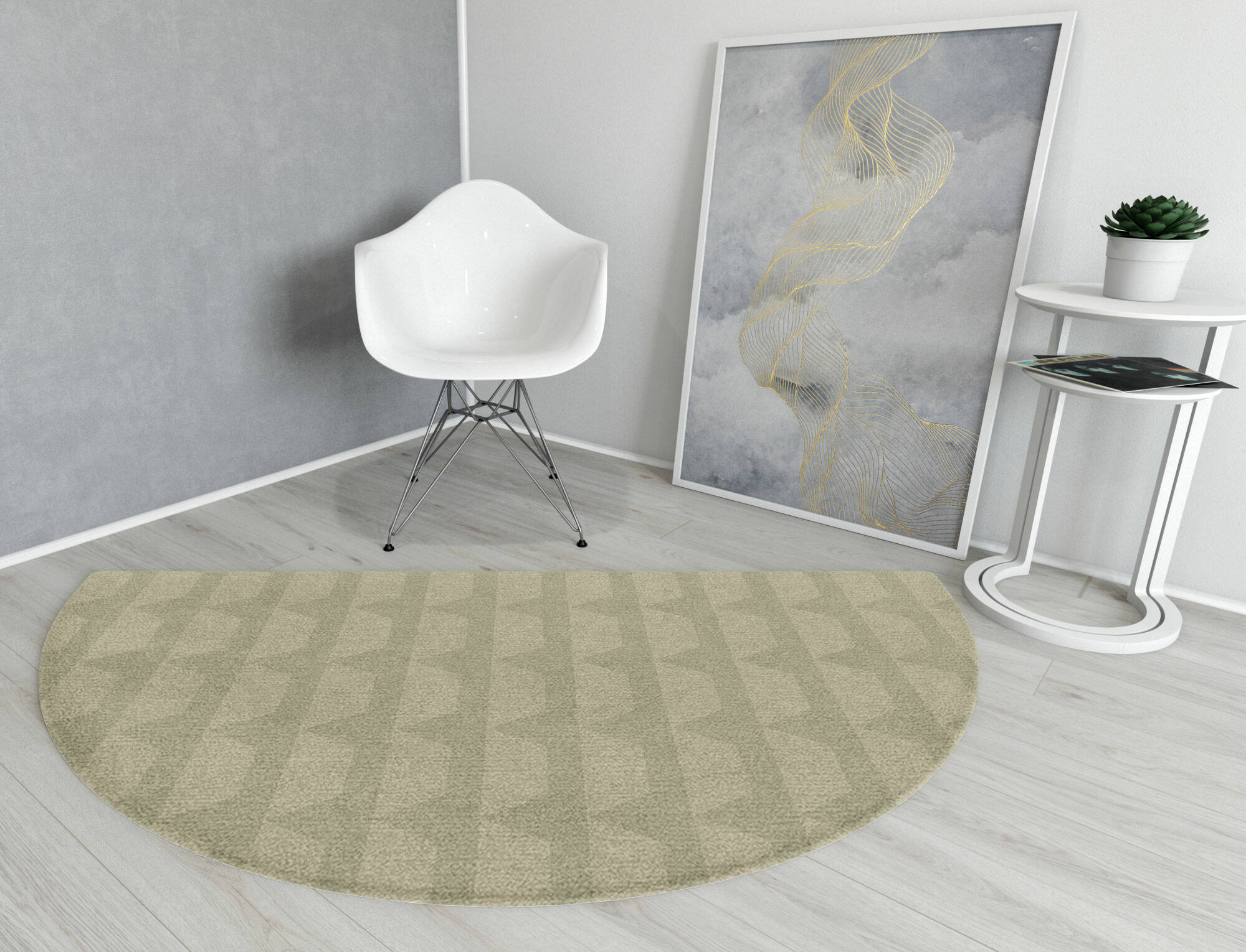 Pulse Minimalist Halfmoon Hand Knotted Tibetan Wool Custom Rug by Rug Artisan