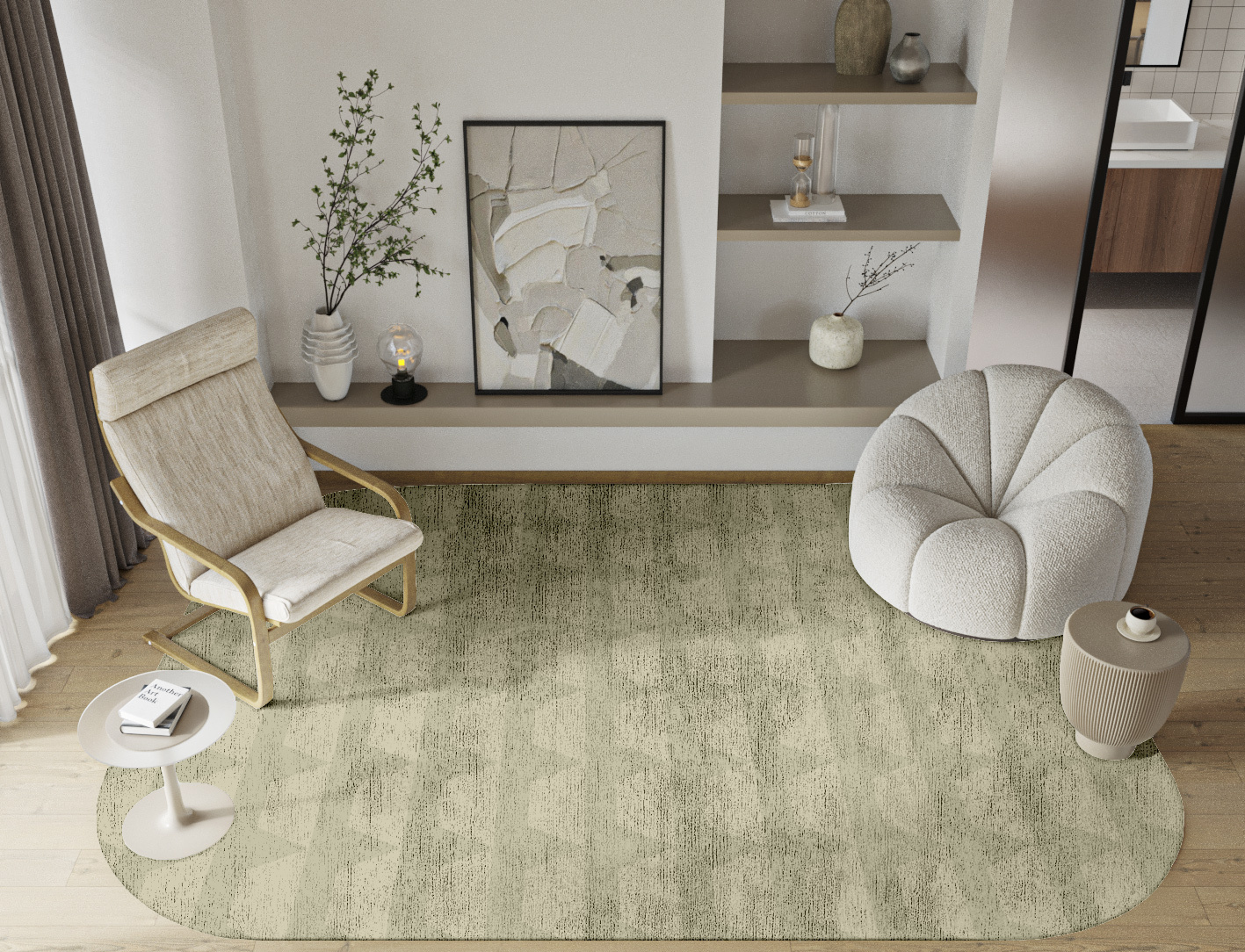 Pulse Minimalist Oblong Hand Knotted Bamboo Silk Custom Rug by Rug Artisan