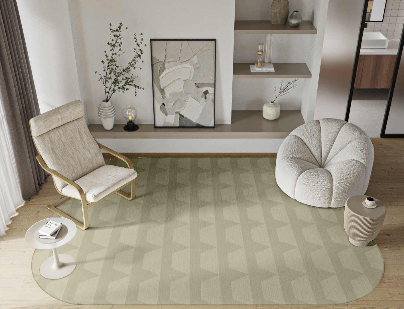 Pulse Minimalist Oblong Hand Knotted Tibetan Wool Custom Rug by Rug Artisan