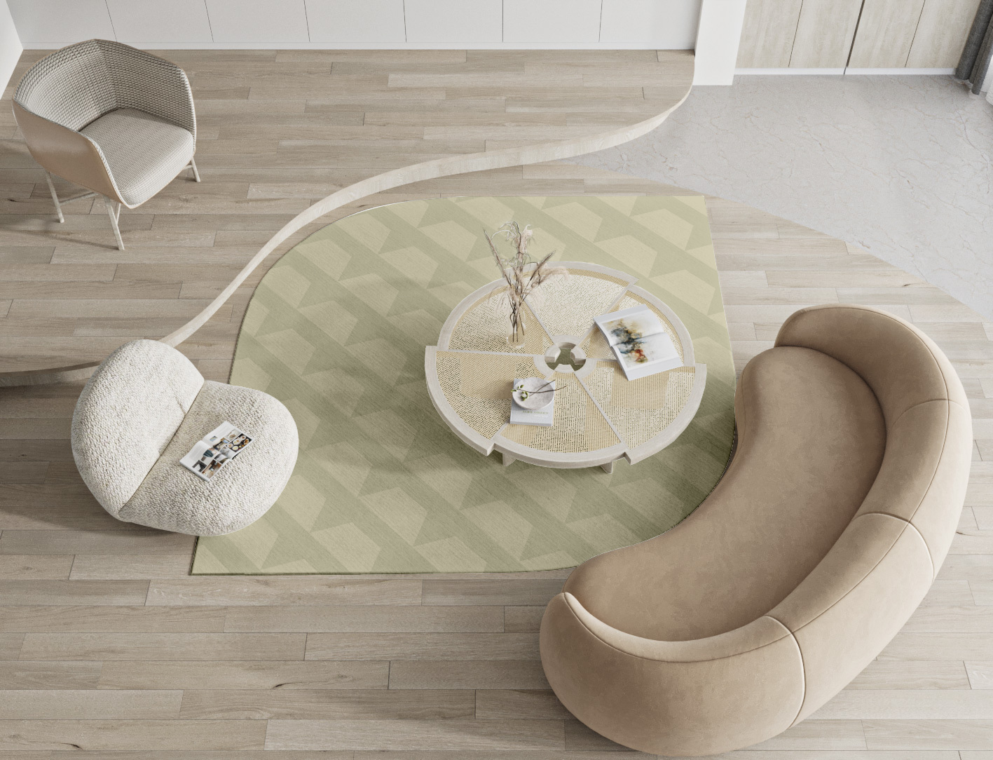 Pulse Minimalist Ogee Hand Knotted Tibetan Wool Custom Rug by Rug Artisan