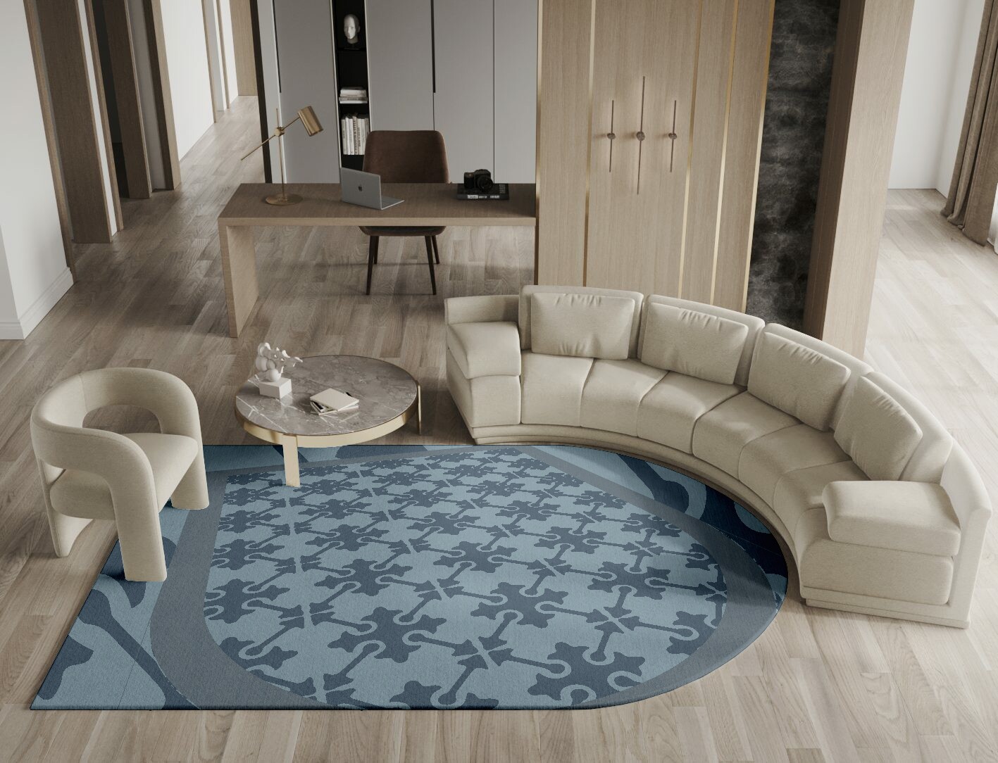 Puzzle Geometric Arch Hand Knotted Tibetan Wool Custom Rug by Rug Artisan