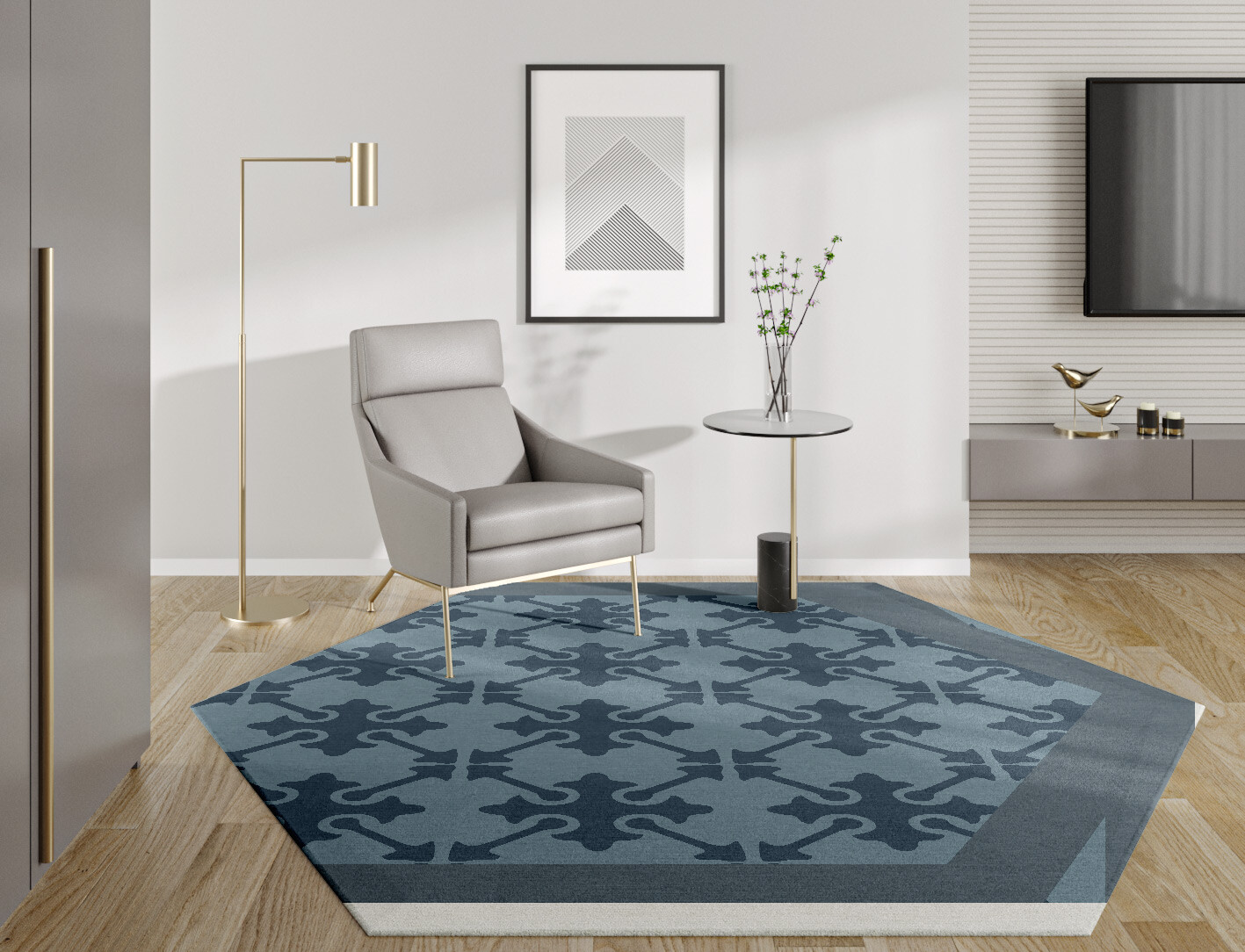 Puzzle Geometric Hexagon Hand Knotted Tibetan Wool Custom Rug by Rug Artisan