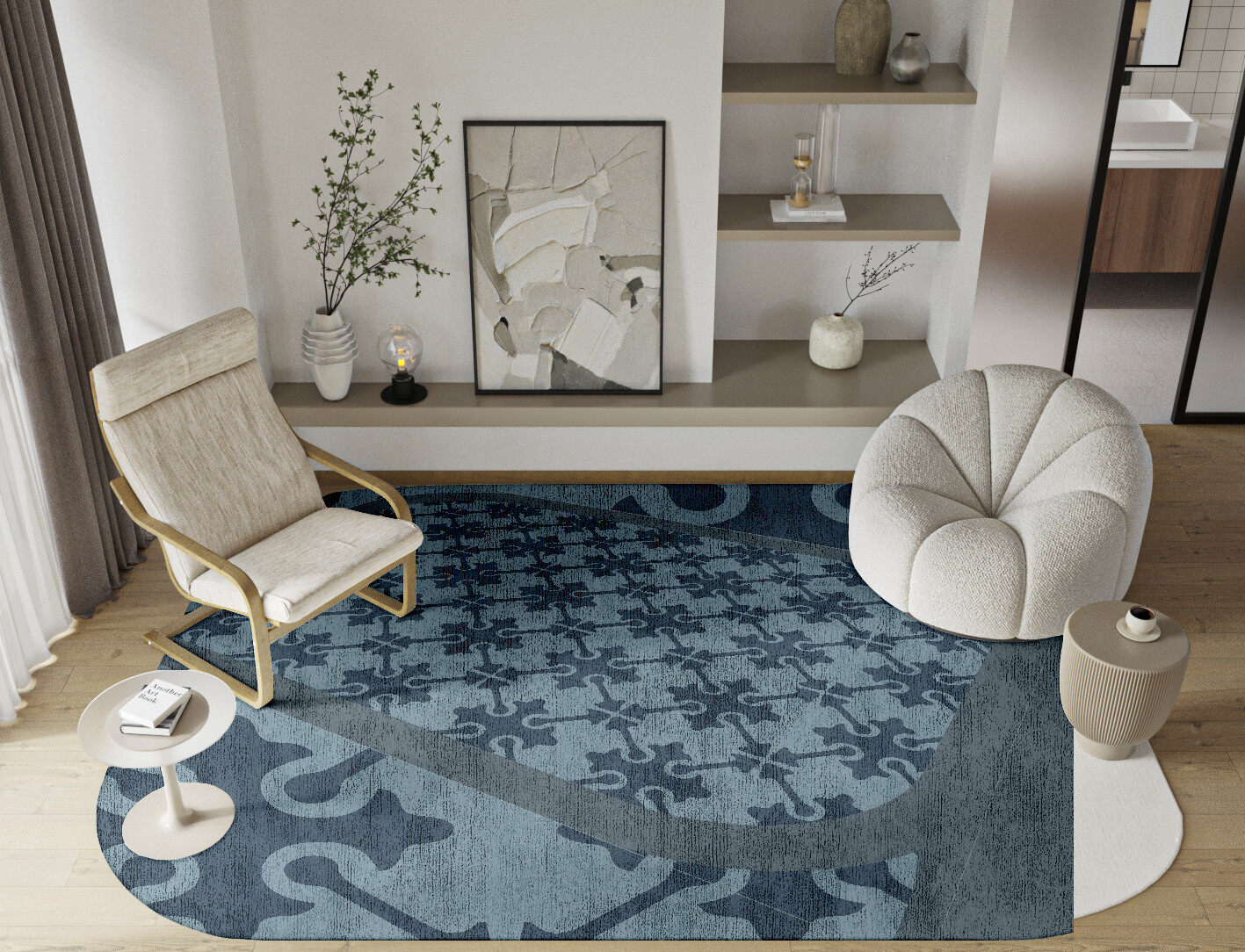 Puzzle Geometric Oblong Hand Knotted Bamboo Silk Custom Rug by Rug Artisan