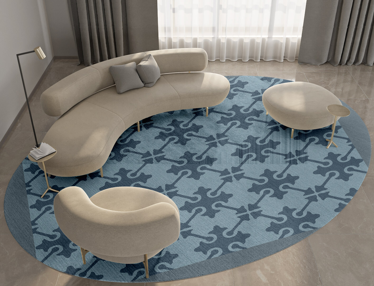 Puzzle Geometric Oval Hand Knotted Bamboo Silk Custom Rug by Rug Artisan