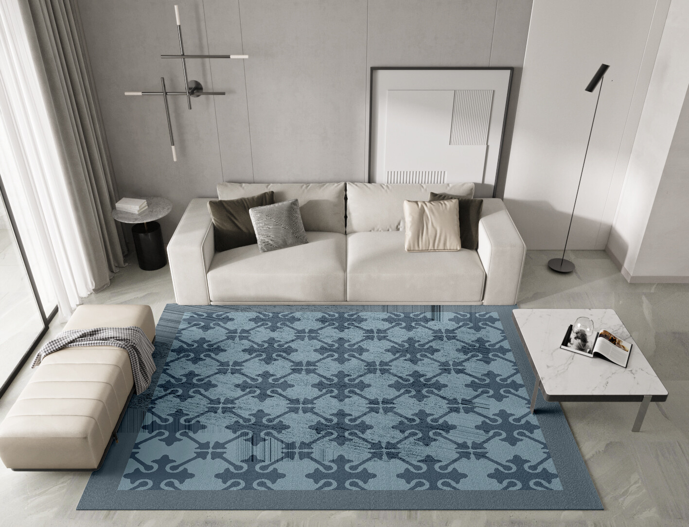 Puzzle Geometric Rectangle Hand Knotted Bamboo Silk Custom Rug by Rug Artisan