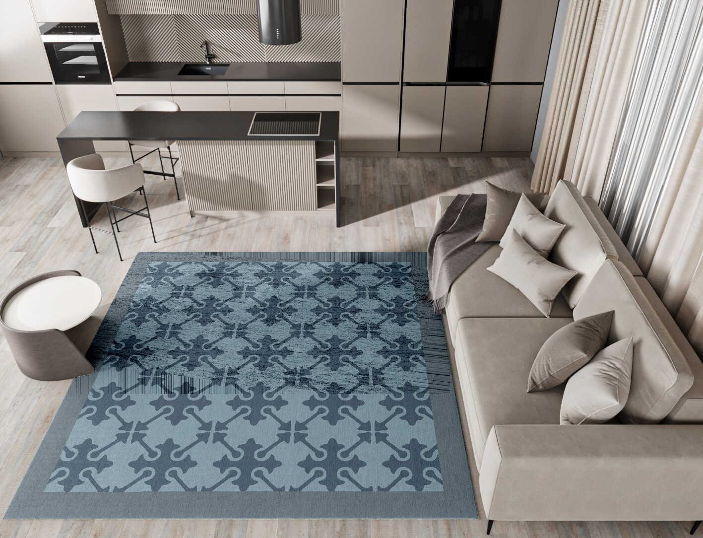 Puzzle Geometric Square Hand Knotted Bamboo Silk Custom Rug by Rug Artisan