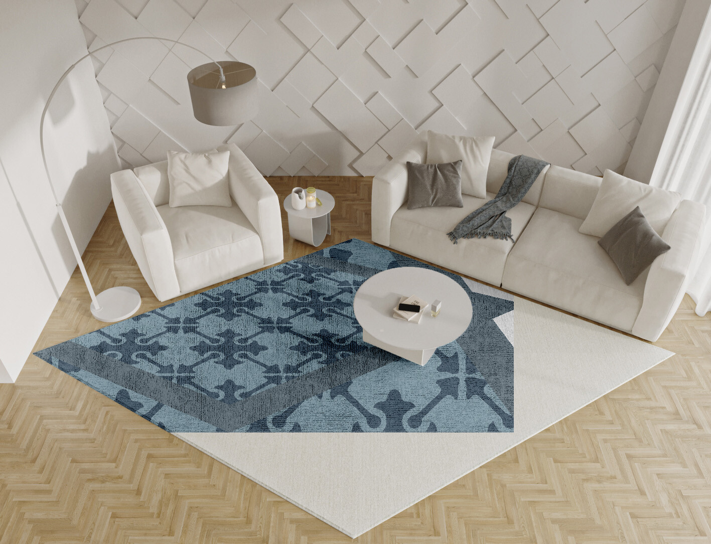 Puzzle Geometric Diamond Hand Tufted Bamboo Silk Custom Rug by Rug Artisan